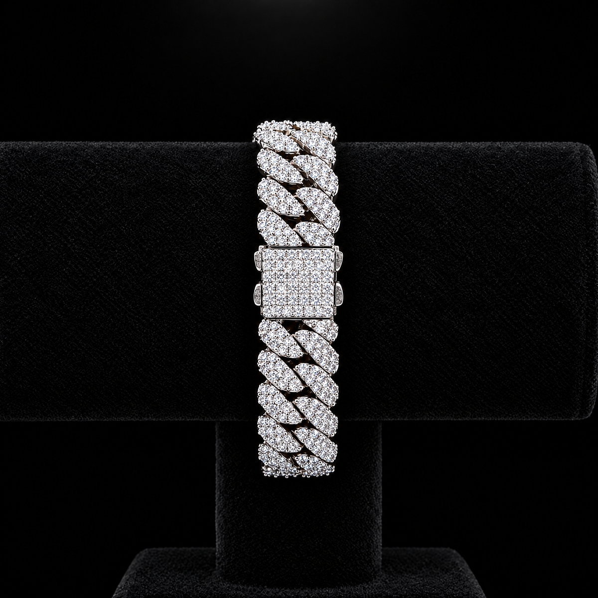 Bracelet Cuban Prong 12 mm Argent