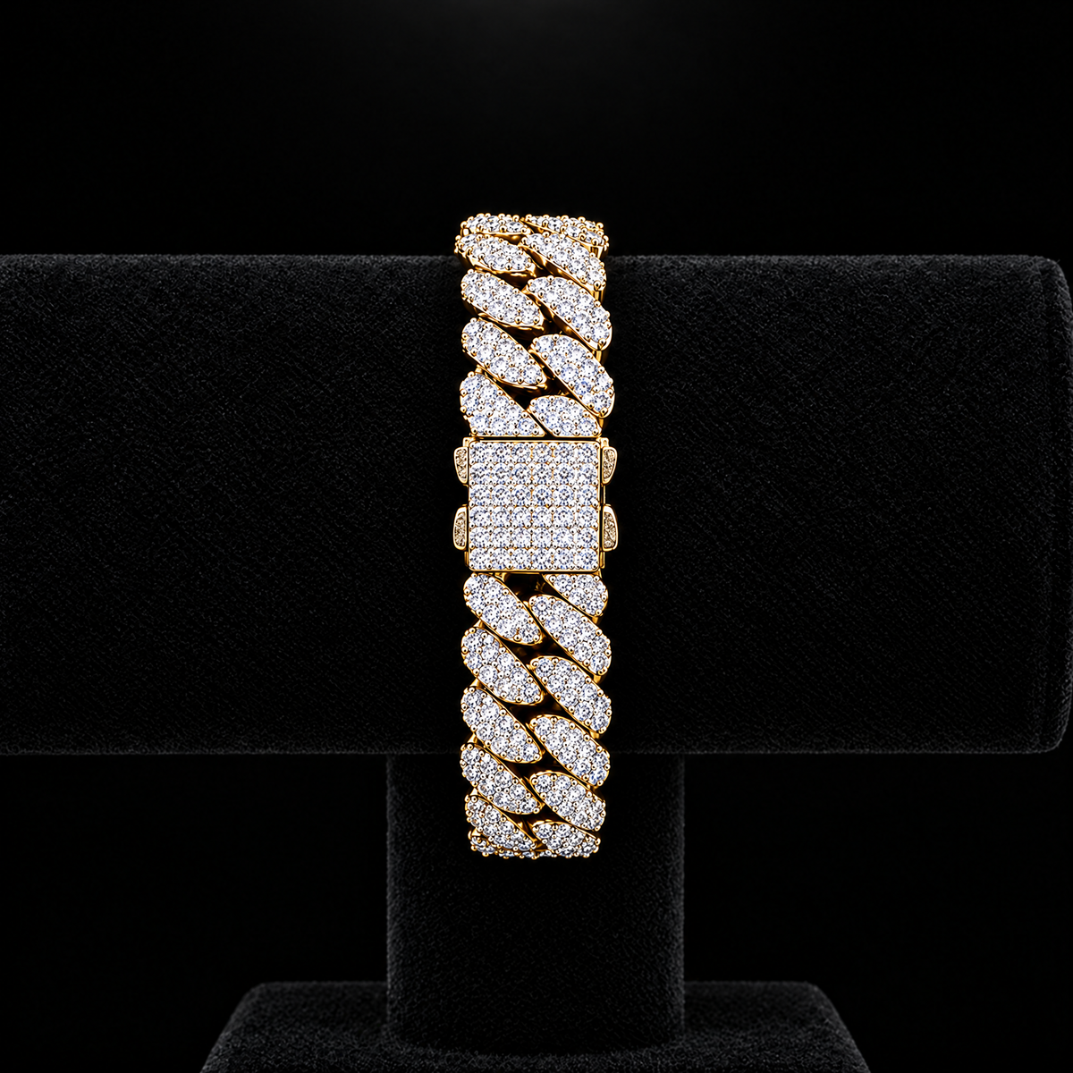Bracelet Cuban Prong 12 mm Or