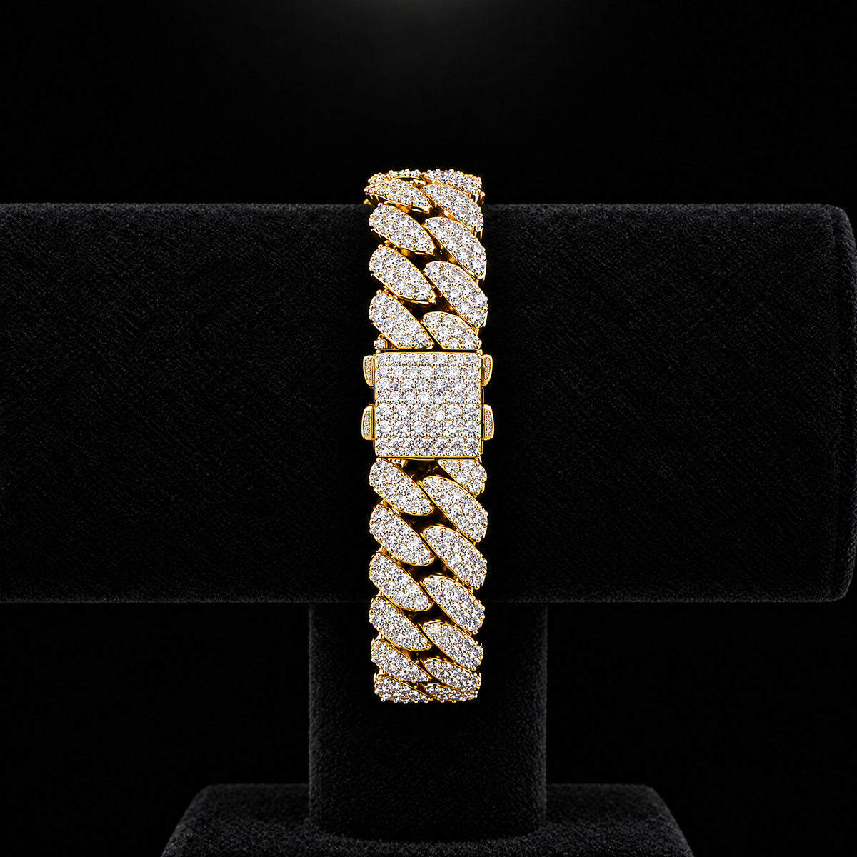 Bracelet Cuban Prong 14 mm Or