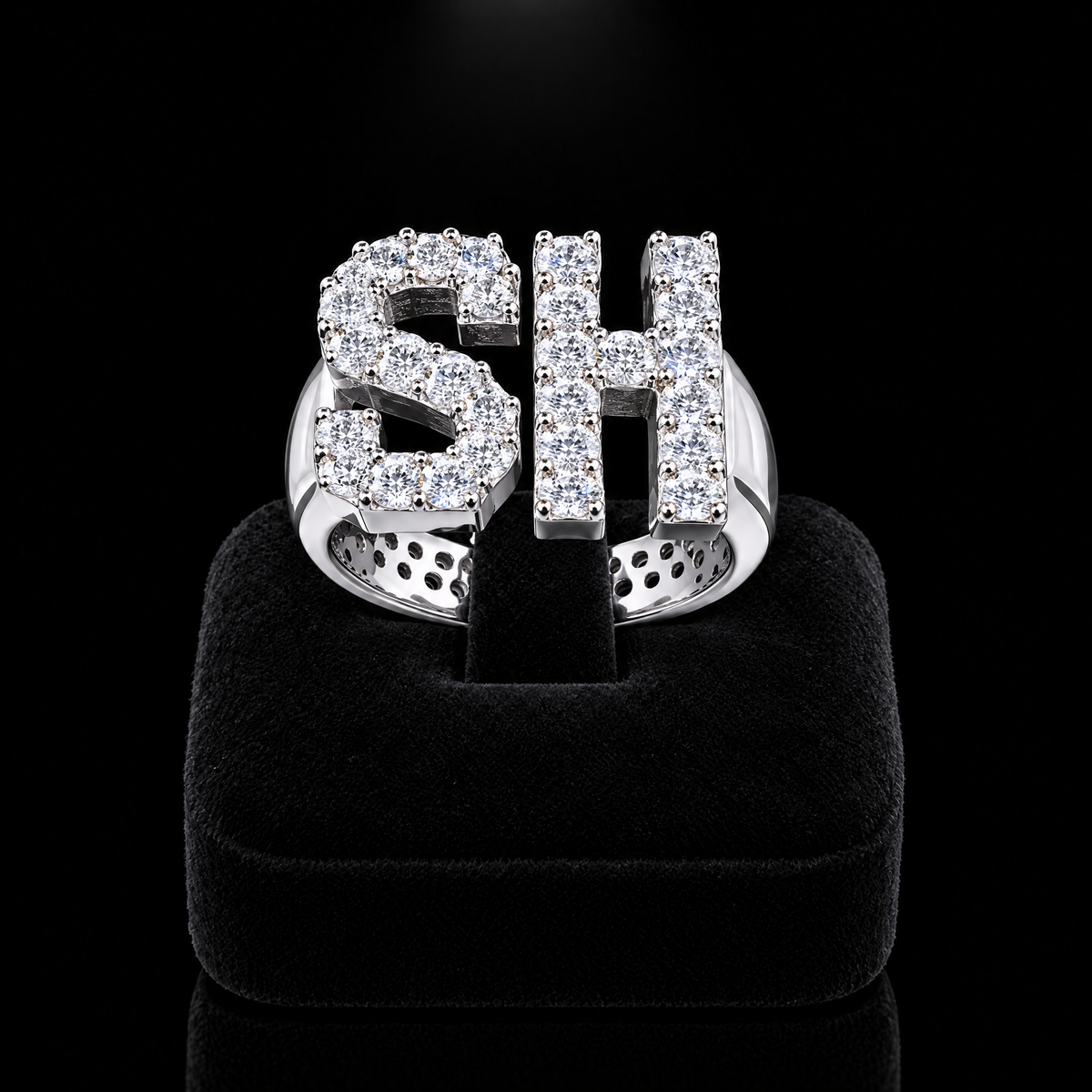 Bague prénom lettres moissanite argent