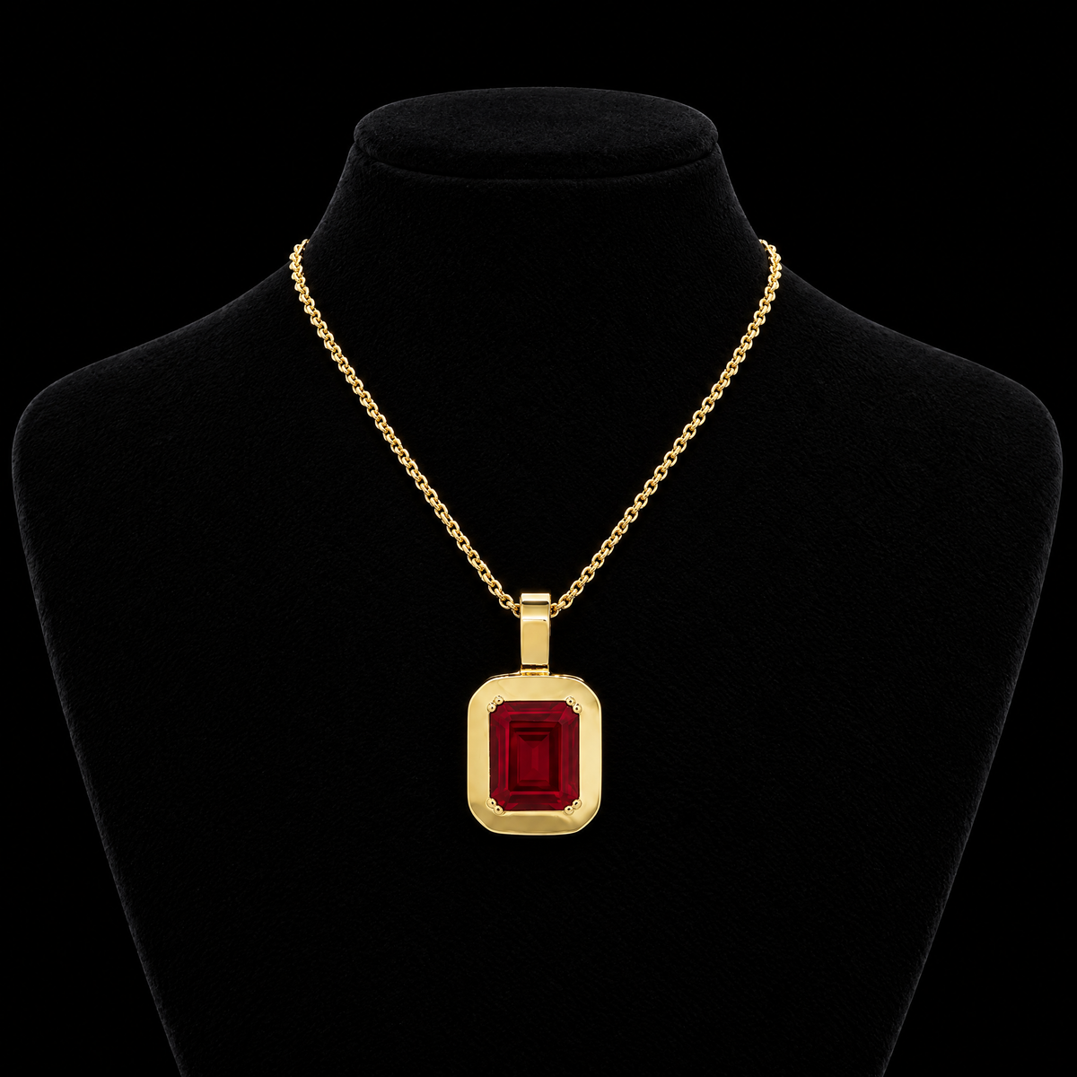 Pendentif pierre rouge Or 18K